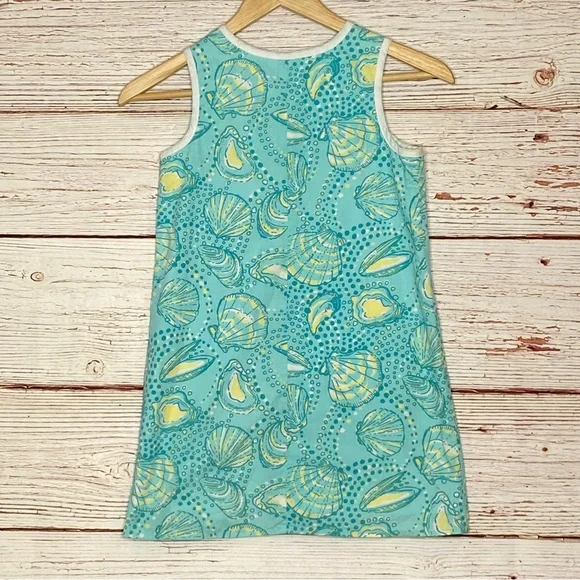 Lilly Pulitzer Little Lilly Jumper Shift Dress Teal Clam Print Sz 7 - Picture 6 of 12
